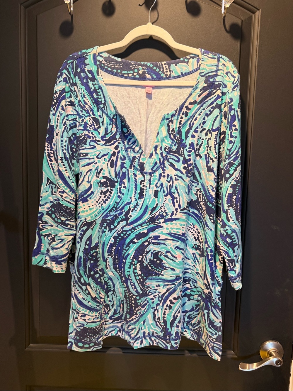 Lilly Pulitzer Turquoise & Navy Swirl Swim Coverup Tunic